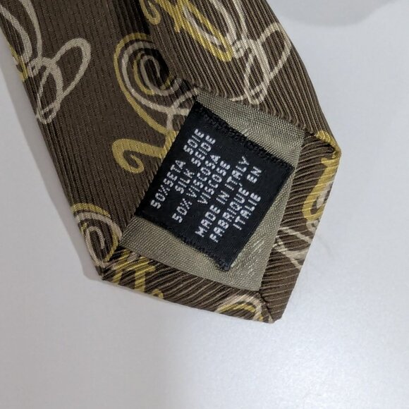 Emporio Armani Men’s Brown Necktie with repeated EA print, Made in Italy - Picture 9 of 9
